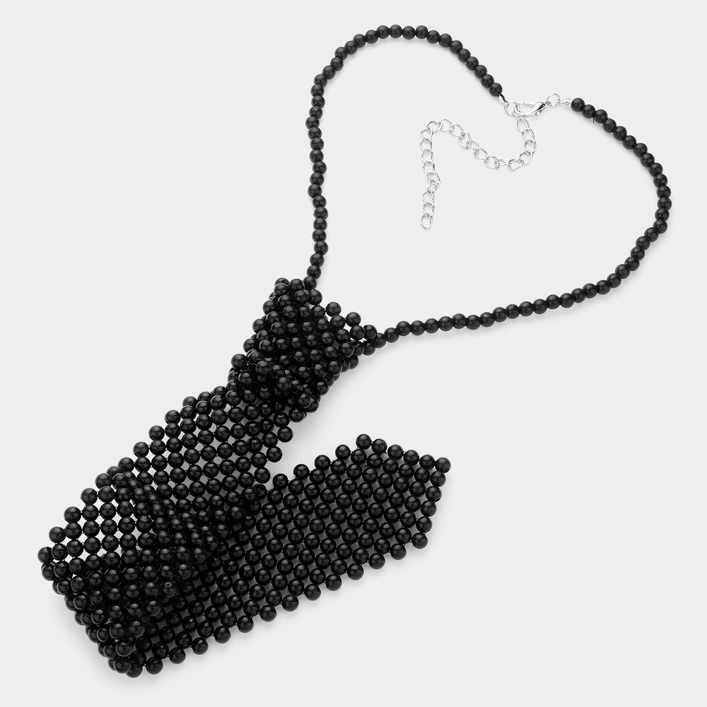 Pearl Neck Tie Statement Necklace - Picture 4 of 7